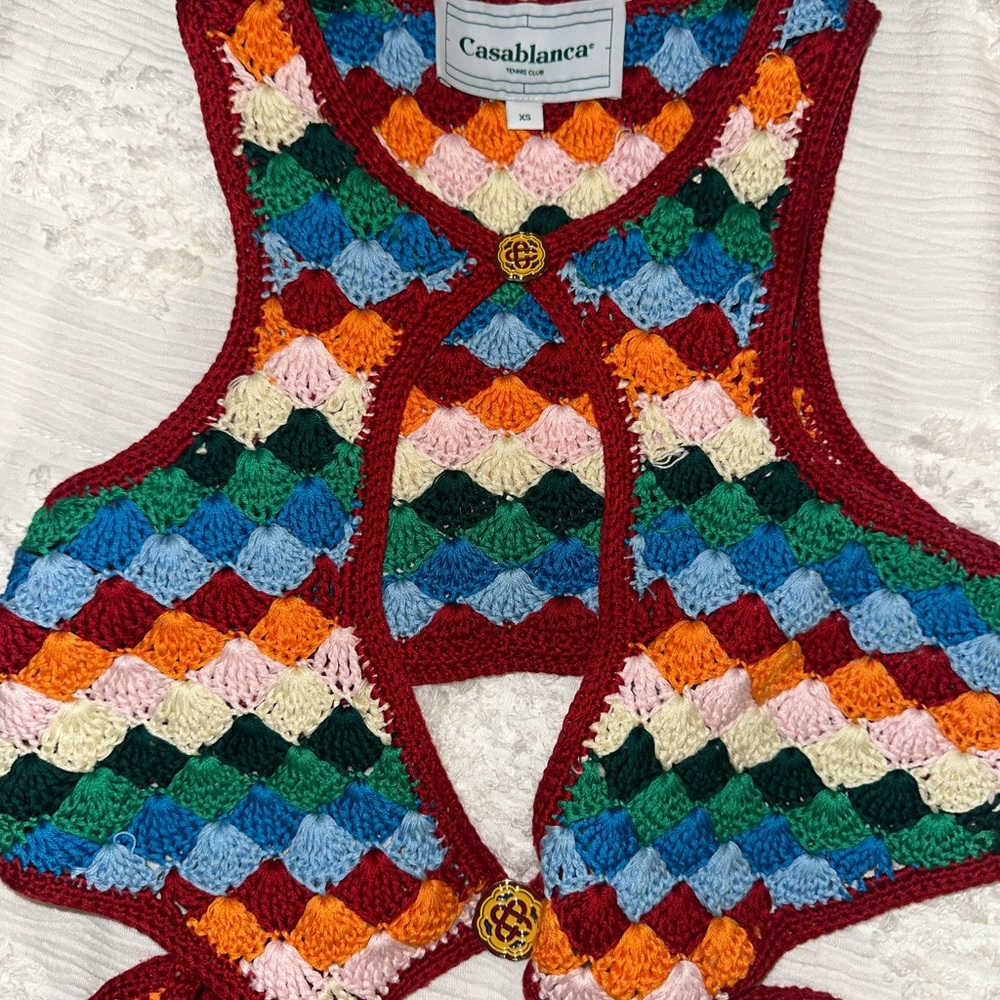 Casablanca Multicolor Cut-Out Crochet Dress